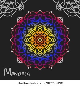 Circular symmetric colored ornament vector illustration of mandala design