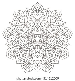 Black Outline Floral Mandala White Background Stock Vector (Royalty ...