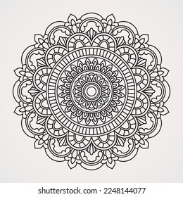 circular symmetrical patterns of mandala shapes for henna, tattoos, decorations and for coloring books