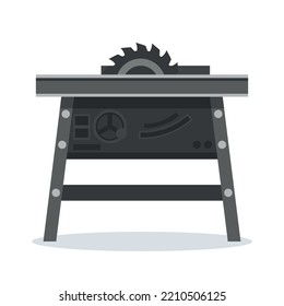 Circular table saw design for cutting wood used in carpentry. Sawbench or bench saw