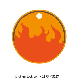 circular tag with fire flame