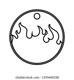 circular tag with fire flame