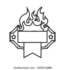 circular tag with fire flame vector illustration