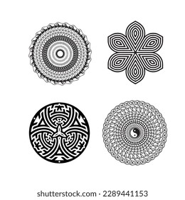 circular tattoo with Polynesian dotwork pattern, vector drawing EPS 10

