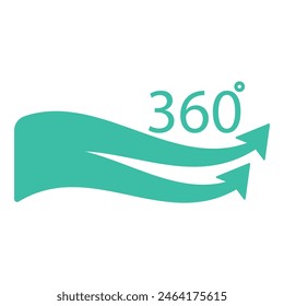 Circular teal 360 degree arrow icon representing rotation, cycle, and continuity, isolated on white background, perfect for web, app, and mobile interface design concept illustration