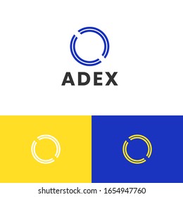 Circular tech logo design concept. Code logomark illustration. Can representing vpn, ai, system, fintech.