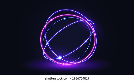 Circular tech science global orbit light effect background - Shutterstock ID 1986734819