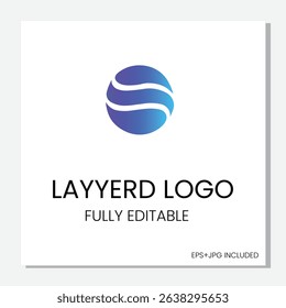 Circular tech sphere logo featuring flowing wave lines in blue gradient. Perfect for IT, software, or global digital brands.