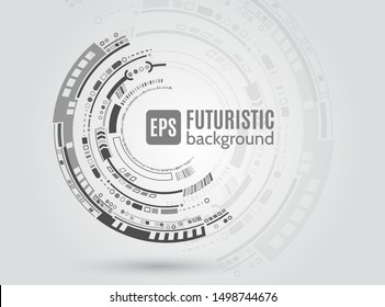 Circular technology background design vector illustration. Futuristic scientific interface. Hi tech sci fi design.