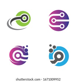 Circular technology circuit icon logo vector illustration design