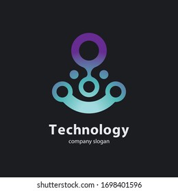 Circular technology circuit icon logo vector illustration design