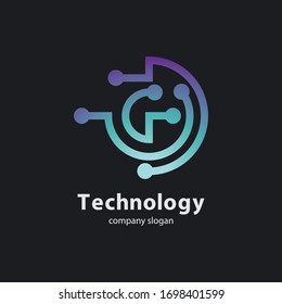 Circular technology circuit icon logo vector illustration design