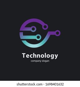 Icono de circuito de la tecnología circular logotipo ilustración vectorial diseño