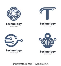 Circular technology circuit icon logo vector illustration design