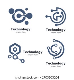 Circular technology circuit icon logo vector illustration design