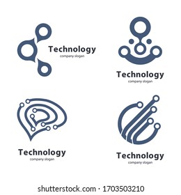 Circular technology circuit icon logo vector illustration design