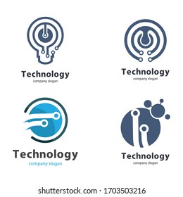 Icono de circuito de la tecnología circular logotipo ilustración vectorial diseño