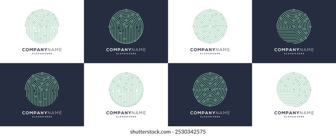 	
Circuito de tecnologia circular com linhas pontilham coleção de design de logotipo Conexão. Modelo de ícone baseado em ilustração de vetor da moda.	
