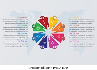 Infografía de tecnología circular con opciones sobre imagen vectorial