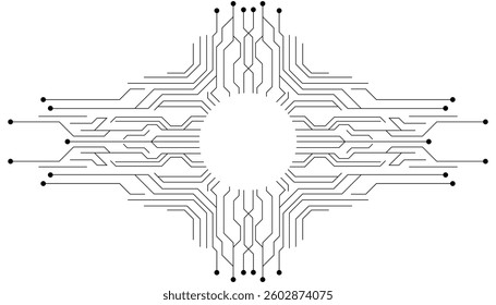 Circular Technology Interface,Abstract Tech Circuit,HUD Element Design,Geometric Tech Pattern