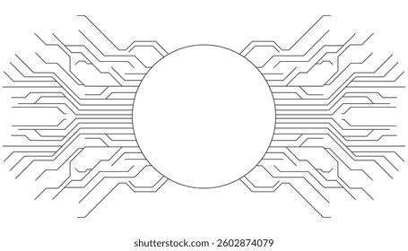 Circular Technology Interface,Abstract Tech Circuit,HUD Element Design,Geometric Tech Pattern