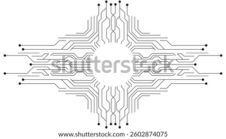 Circular Technology Interface,Abstract Tech Circuit,HUD Element Design,Geometric Tech Pattern