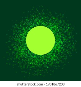 Circular template with place for text. Green texture from many dots. Vector illustration