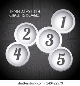 circular templates over circuit background vector illustration