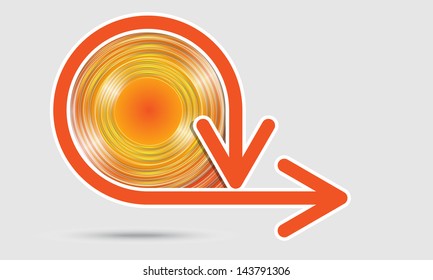 circular text box with two arrows