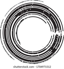 Circular texture. Distressed uneven grunge background. Abstract vector illustration. Overlay to create interesting effect and depth. Isolated on white background.EPS10.