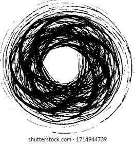 Circular texture. Distressed uneven grunge background. Abstract vector illustration. Overlay to create interesting effect and depth. Isolated on white background.EPS10.