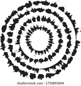 Circular texture. Distressed uneven grunge background. Abstract vector illustration. Overlay to create interesting effect and depth. Isolated on white background.EPS10.