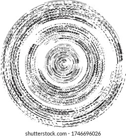 Circular texture. Distressed uneven grunge background. Abstract vector illustration. Overlay to create interesting effect and depth. Isolated on white background.EPS10.