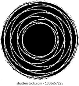 Circular texture. Distressed uneven grunge background. Abstract vector illustration. Overlay to create interesting effect and depth. Isolated on white background.EPS10.