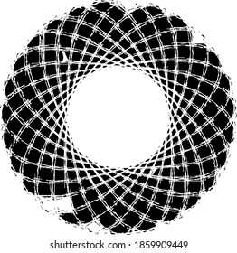 Circular texture. Distressed uneven grunge background. Abstract vector illustration. Overlay to create interesting effect and depth. Isolated on white background.EPS10.