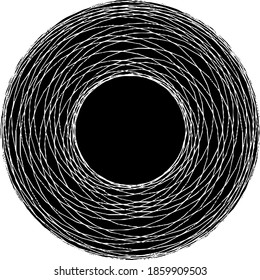 Circular texture. Distressed uneven grunge background. Abstract vector illustration. Overlay to create interesting effect and depth. Isolated on white background.EPS10.