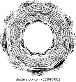 Circular texture. Distressed uneven grunge background. Abstract vector illustration. Overlay to create interesting effect and depth. Isolated on white background.EPS10.