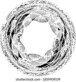 Circular texture. Distressed uneven grunge background. Abstract vector illustration. Overlay to create interesting effect and depth. Isolated on white background.EPS10.