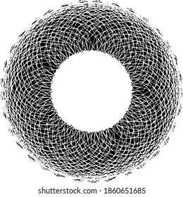 Circular texture. Distressed uneven grunge background. Abstract vector illustration. Overlay to create interesting effect and depth. Isolated on white background.EPS10.