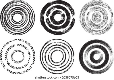 Circular texture. Distressed uneven grunge background. Abstract vector illustration. Overlay to create interesting effect and depth. Isolated on white background.EPS10.