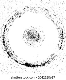 Circular texture. Distressed uneven grunge background. Abstract vector illustration. Overlay to create interesting effect and depth. Isolated on white background.EPS10.