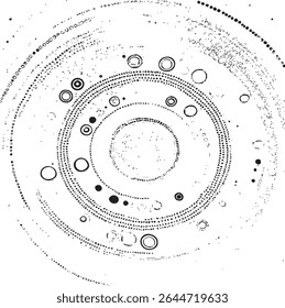 Circular texture. Distressed uneven grunge background. Abstract vector illustration. Overlay to create interesting effect and depth. Isolated on white background.EPS10.