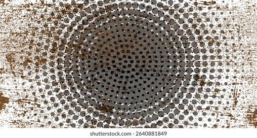 Circular texture. Uneven and broken grunge background. Abstract vector illustration. Overlay to create interesting effects and depth. Isolated on light brown white background. EPS10.