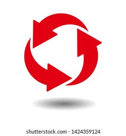 
Circular three red arrows rotate on a white background - vector - illustrator