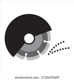 Circular top disc icon. Stone knife icon. Diamond cutting blade icon. 