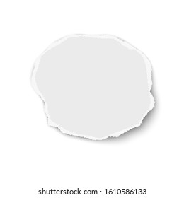 Circular torn paper fragment isolated on white background. Vector paper template.