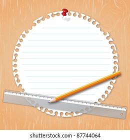 Circular torn paper with pencil ruler vector