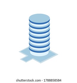 circular tower industrial building - tower, apartment, urban constructions, city scape - 3d isometric building isolated on white