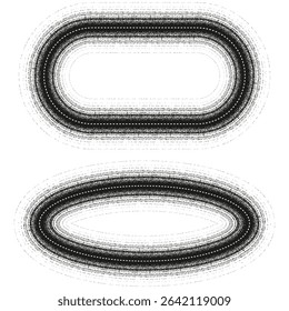 Circular track loop. Smooth gray curve. Racing circuit symbol. Vector motion shape.