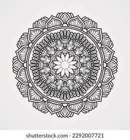 Mandala tradicional circular con una combinación de ornamentos y flores. adecuado para tatuajes henna coloreados libros. islam hindú budista india pakistán árabe chino